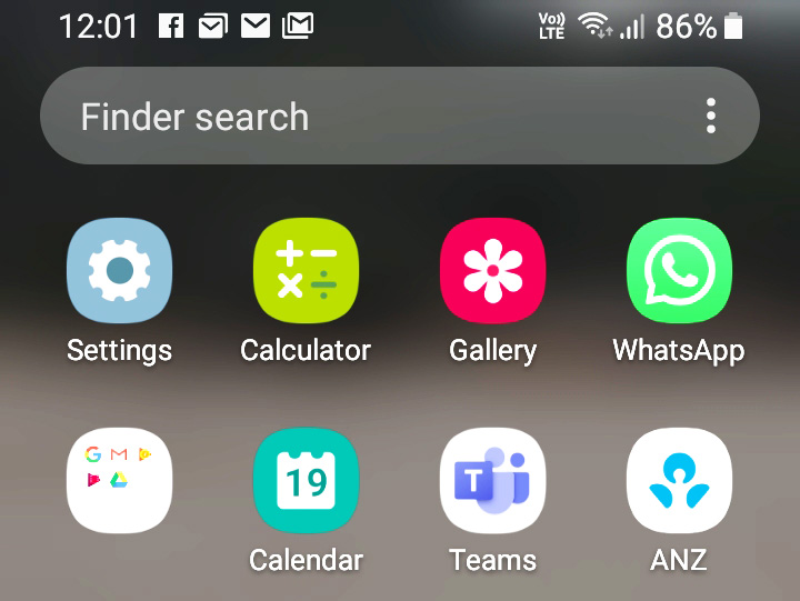 A search bar on some other Android devices can be at the top of the screen